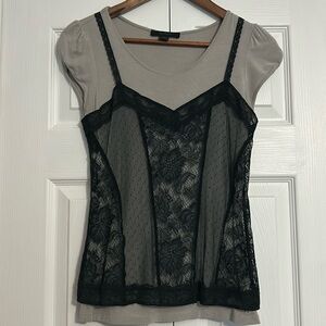 Vintage Women’s Express Tee with Black Lace Overlay